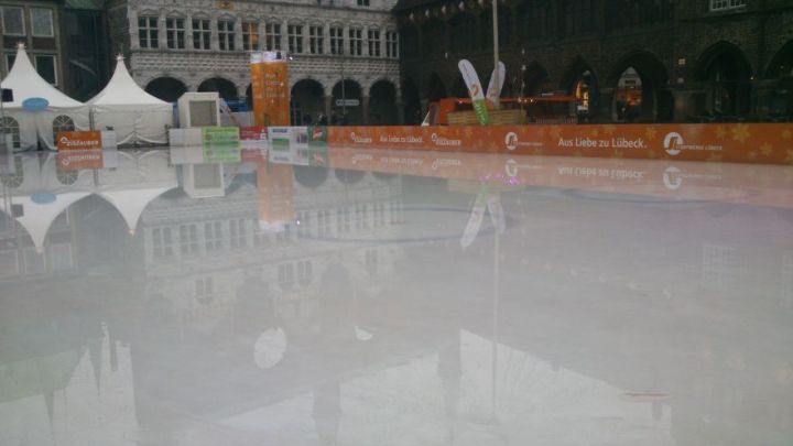Unfreezed ice skating ground