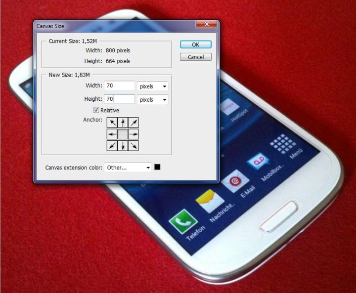 Photoshop Canvas Size Window