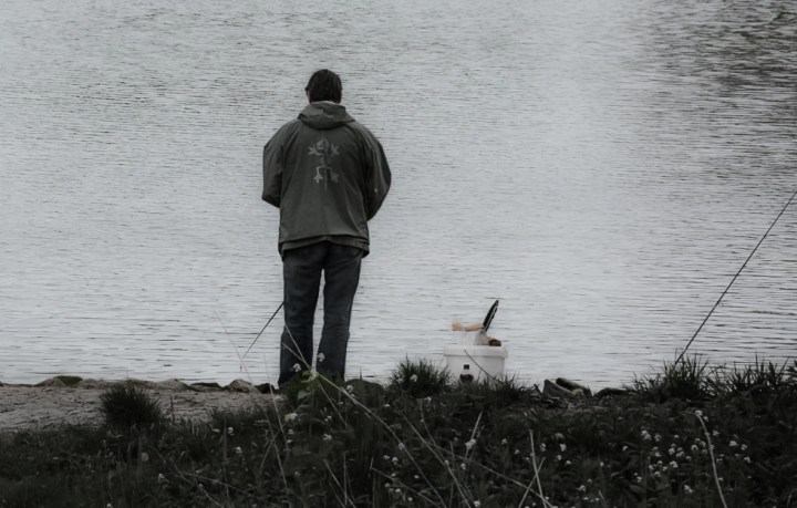 Angler black and white photo