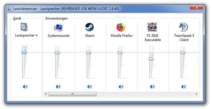 Windows Sound Mixer Screenshot
