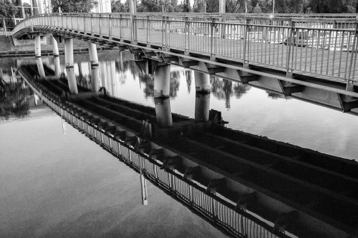 bridge reflection in the water